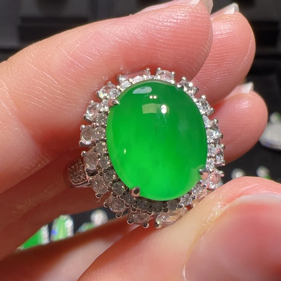 翡翠戒指18K金镶嵌收到货48小时鉴赏期