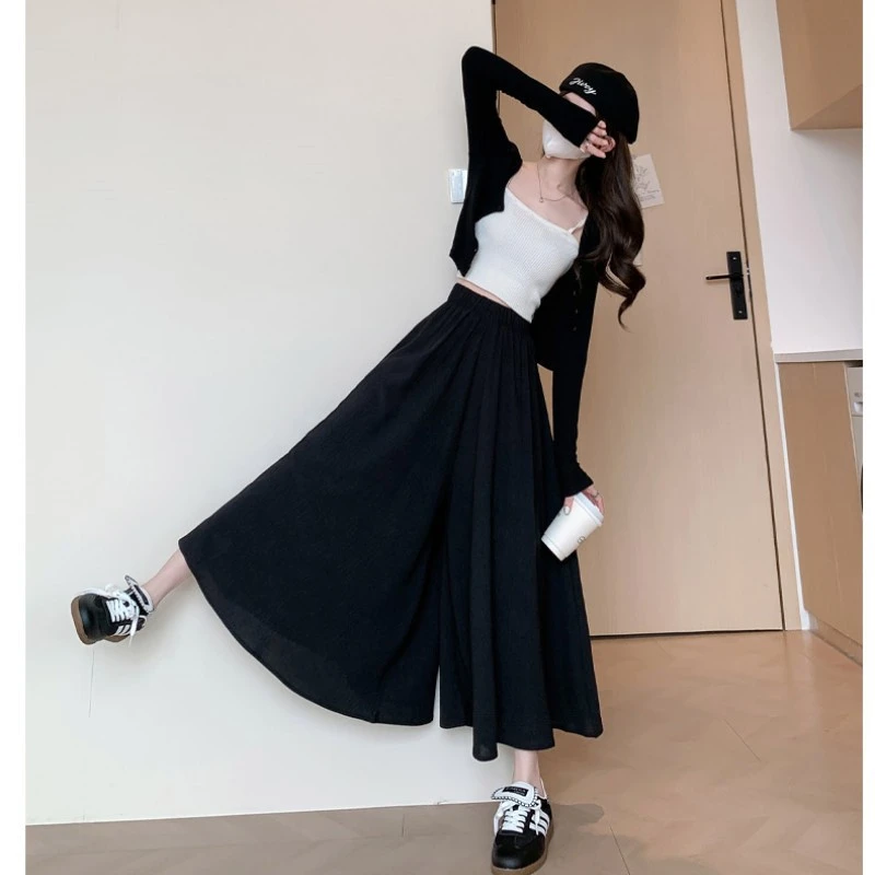 白色裙裤女夏季薄款小个子仙气飘飘百褶A字半身裙垂感阔腿裤时尚