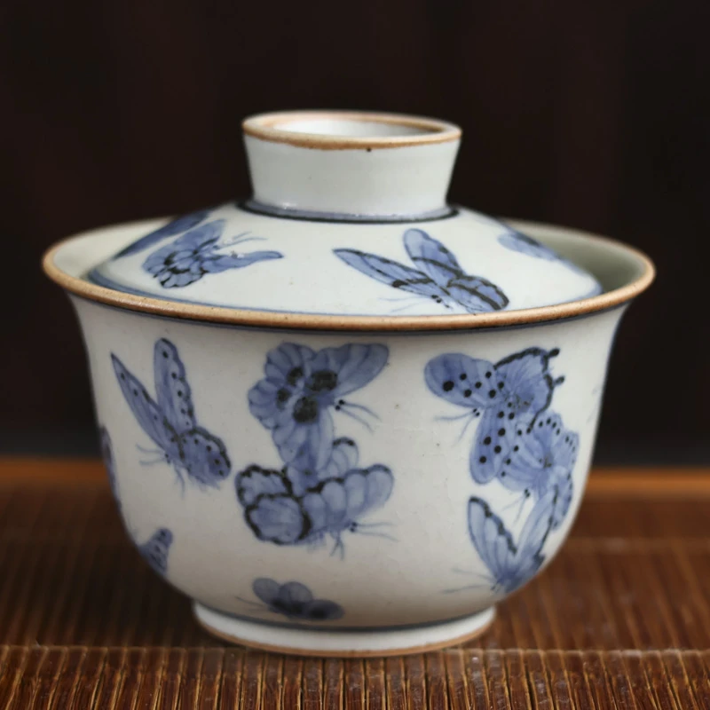 【静姐小院】蝴蝶圆身盖碗（朴碗0095）