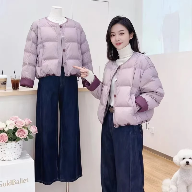 拉夏贝尔时尚洋气短款外套女2025冬季新款百搭显瘦小个子保暖夹克