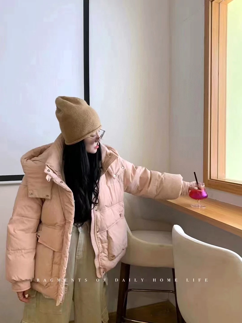 冬季韩版羽绒外套保暖加厚女修身纯色秋冬耐磨短款百搭羽绒服女