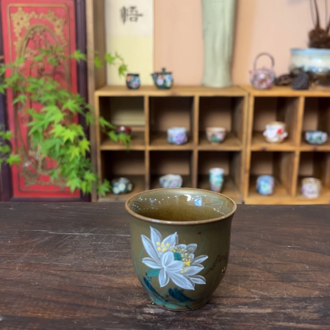 杯柴烧手工手绘陶瓷