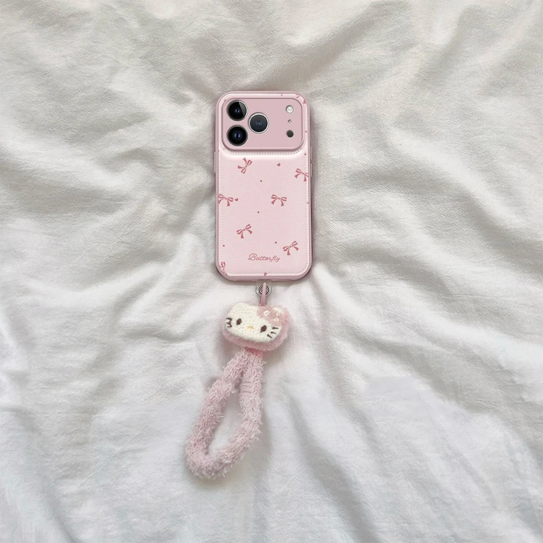 欧克里里圆点蝴蝶结毛绒手链适用苹果17/16手机壳小米vivoppo华为