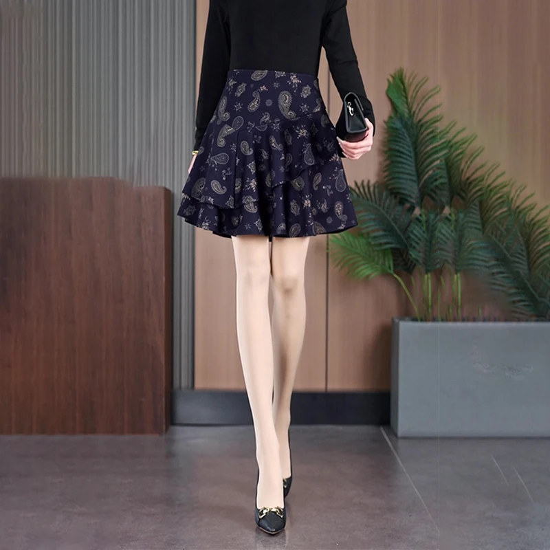 短裙2025春秋新款百褶裙荷叶边半裙百搭蛋糕裙短款伞裙a字半身裙