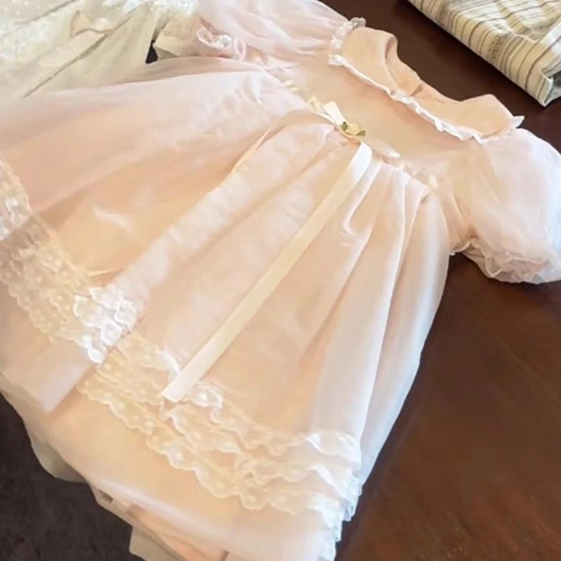 女童夏季连衣裙2025新款儿童洋气高级感娃娃领公主裙女孩宝宝裙子