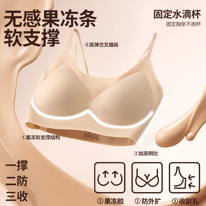 【买一送一】无痕粉底液隐形内衣女小胸聚拢薄款无钢圈运动美背文胸
