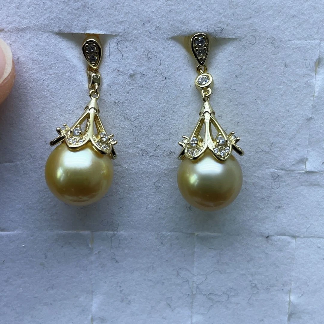 海水珍珠耳饰银S925镶嵌