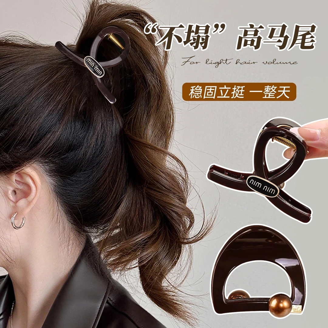 高马尾抓夹女短发过渡期神女器半扎发夹气质简约鲨鱼夹发量少发饰