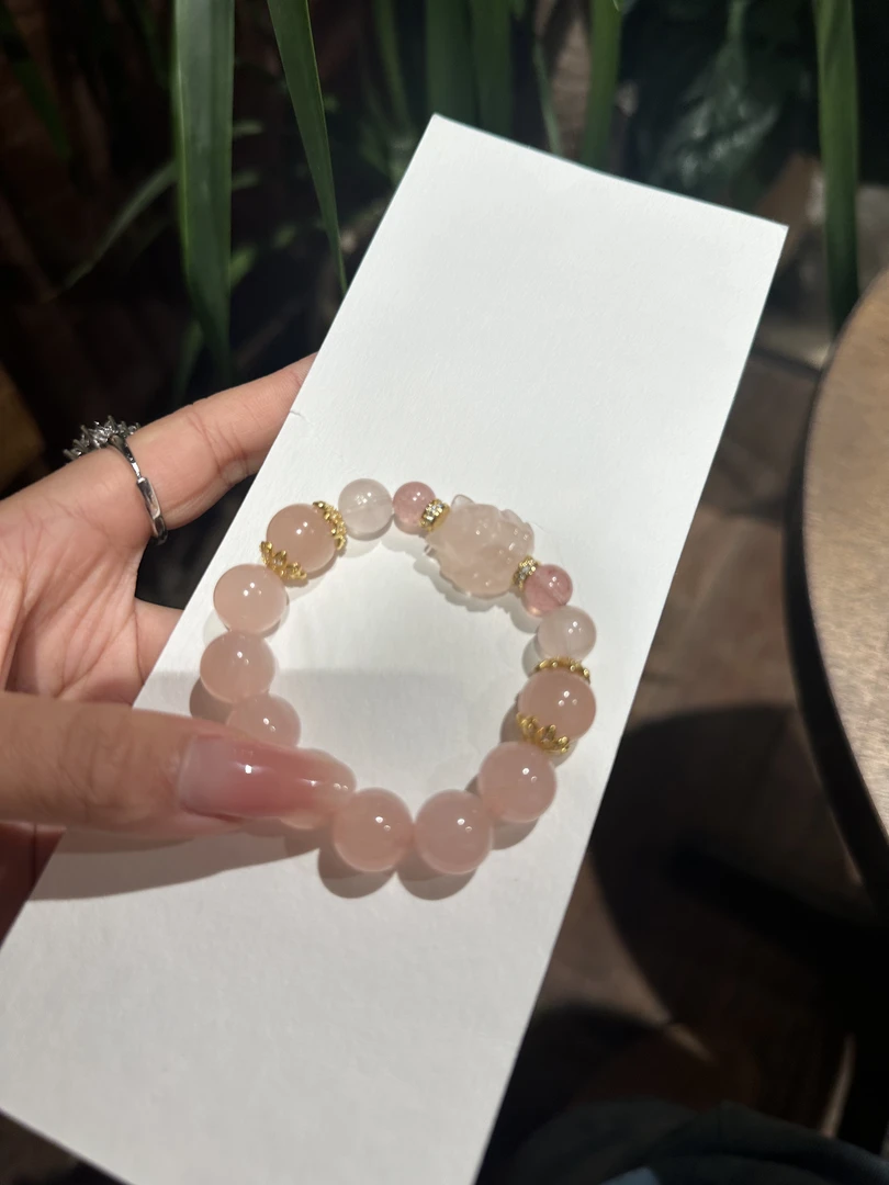 【粉九尾狐狸】粉嫩招人喜爱天然水晶时尚百搭款新款活动