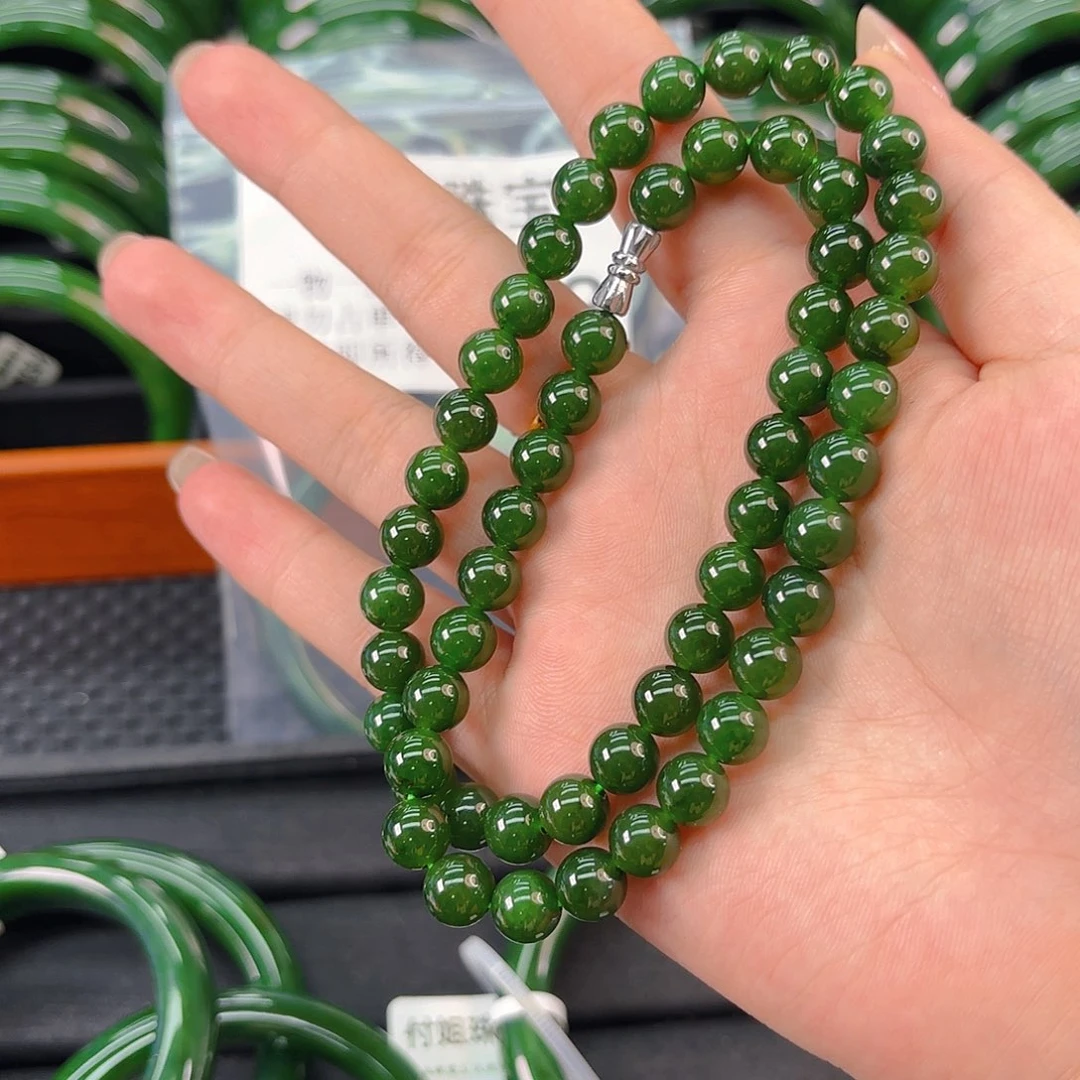 颈饰未镶嵌和田玉碧玉卡8妈妈链