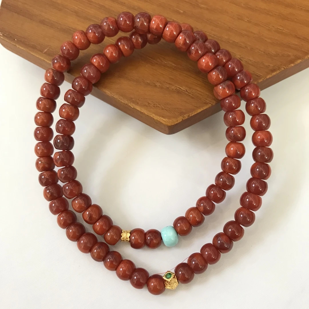 【贵人相助】18K金瓦西南红双圈手串5.-5.5mm#6243（多样性发一）