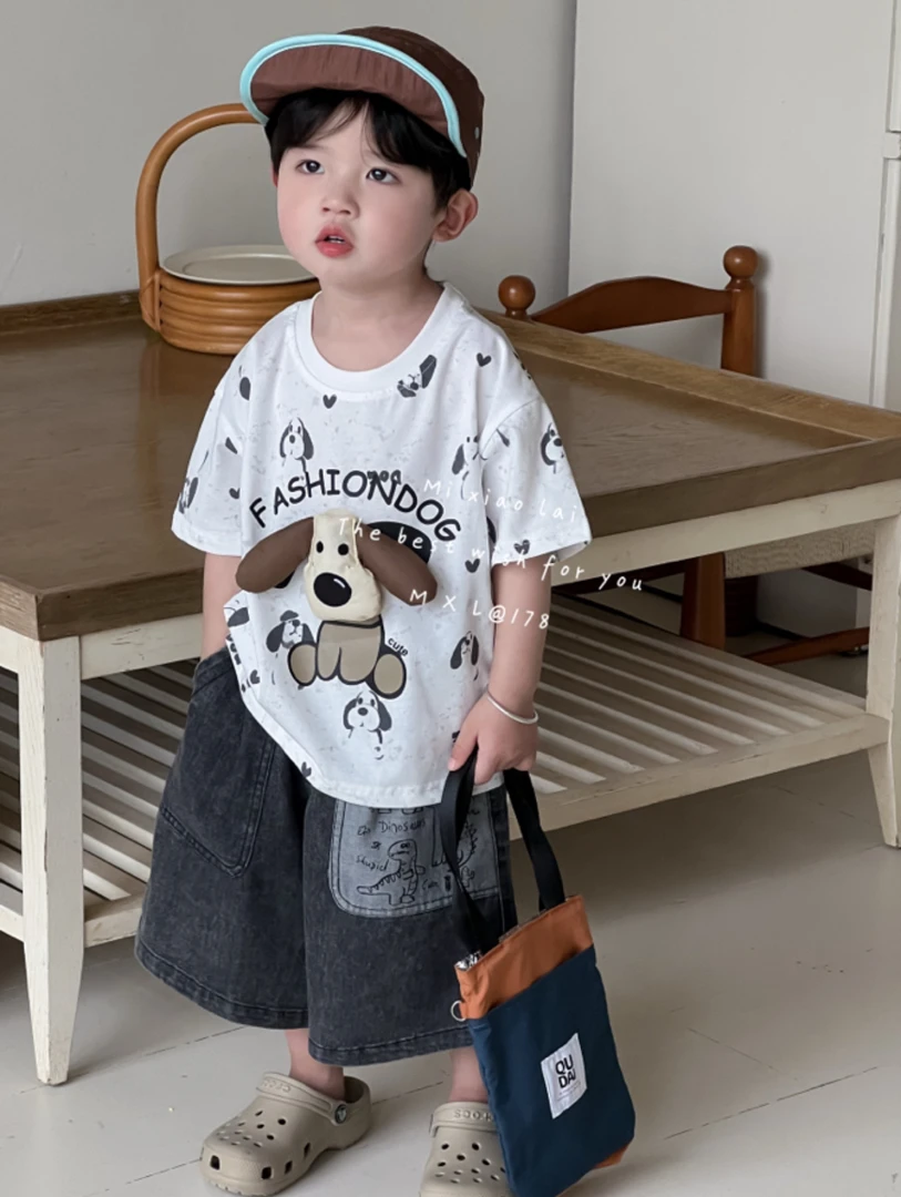 男童套头纯色常规薄款夏季男套装夏装半袖欧若动感风