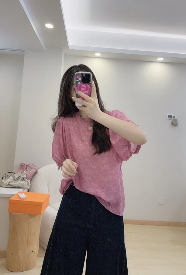 下摆不对称设计天丝复古套头衬衫薄款衬衫2025夏