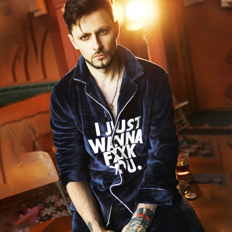 男士睡衣秋冬款2025新款珊瑚绒长袖套装法兰绒大码家居服可外穿