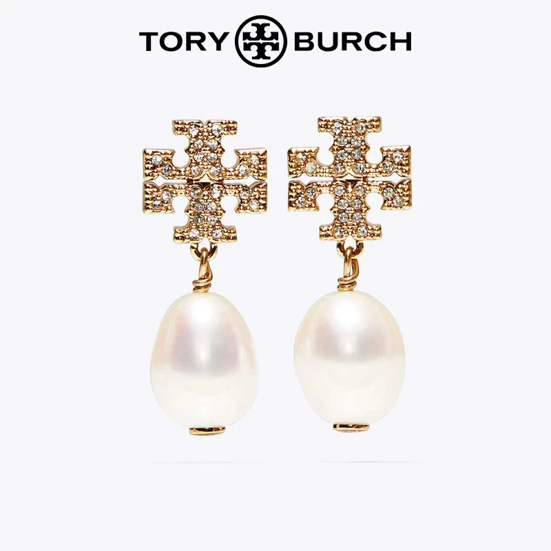 TORY BURCH/汤丽柏琦时尚耳钉珍珠吊坠金色耳钉 60525