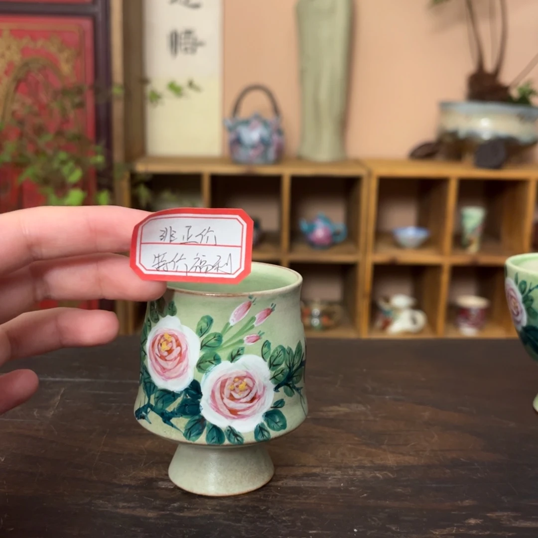 杯柴烧纯手工手绘陶瓷