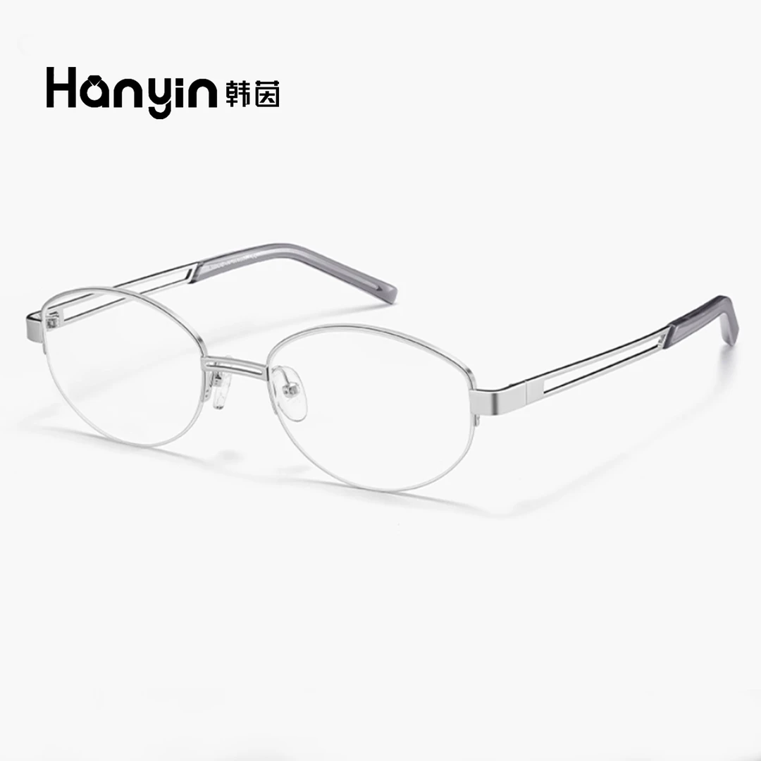 个性平光镜金属半框防蓝光眼镜网红百搭时尚防蓝光街拍潮流
