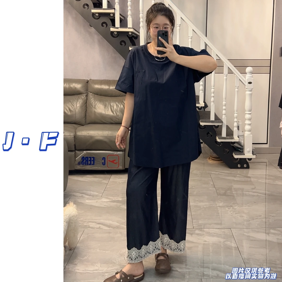 JF定制大码女装8889夏季圆领后背纽扣宽松加肥250斤中长款衬衫