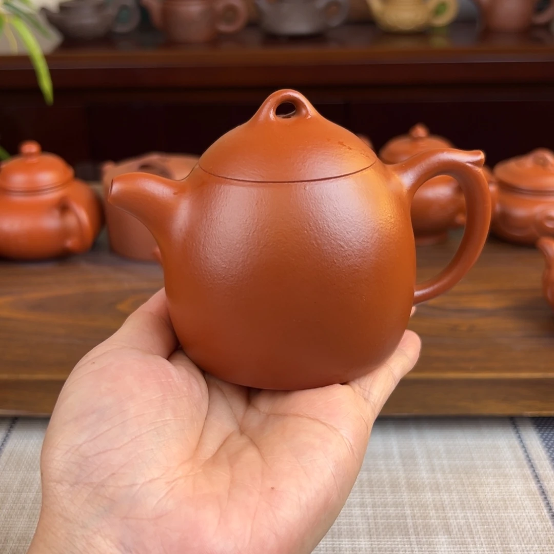 紫砂茶壶朱泥秦权全手微瑕210cc