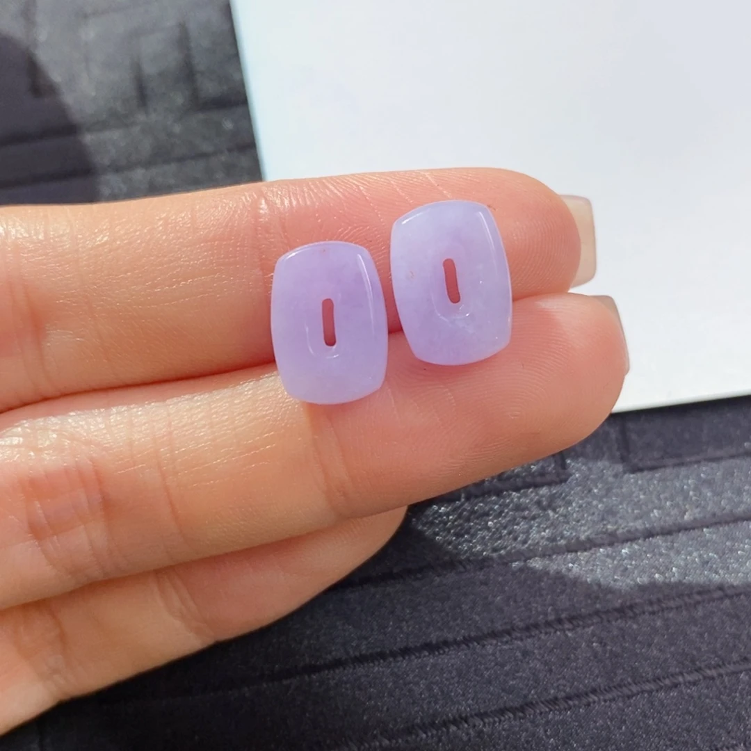 翡翠未镶嵌耳饰紫罗兰小方糖