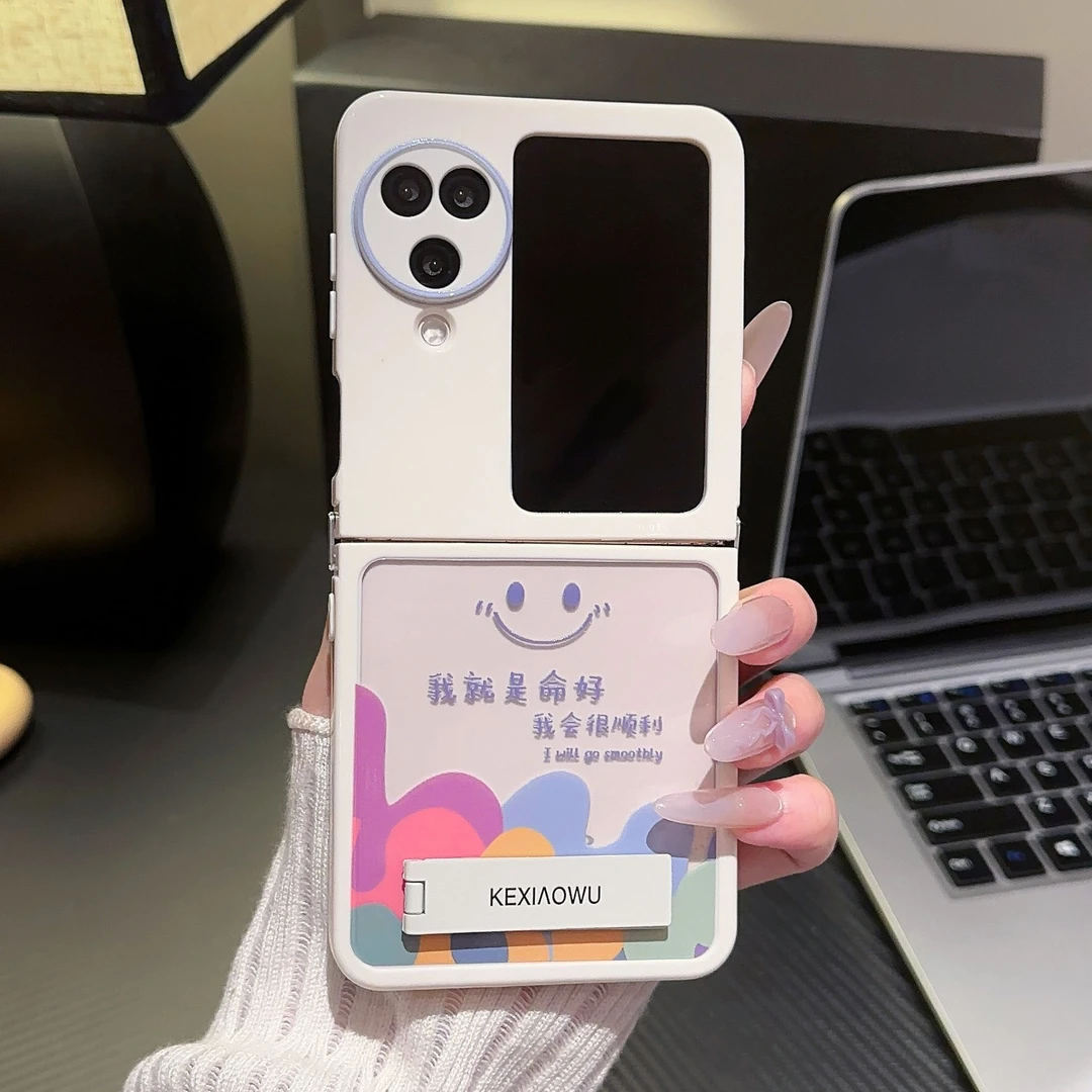 适用华为POCKET2手机壳奶油壳FINDN3FLIP涂鸦笑脸支架2024高级感