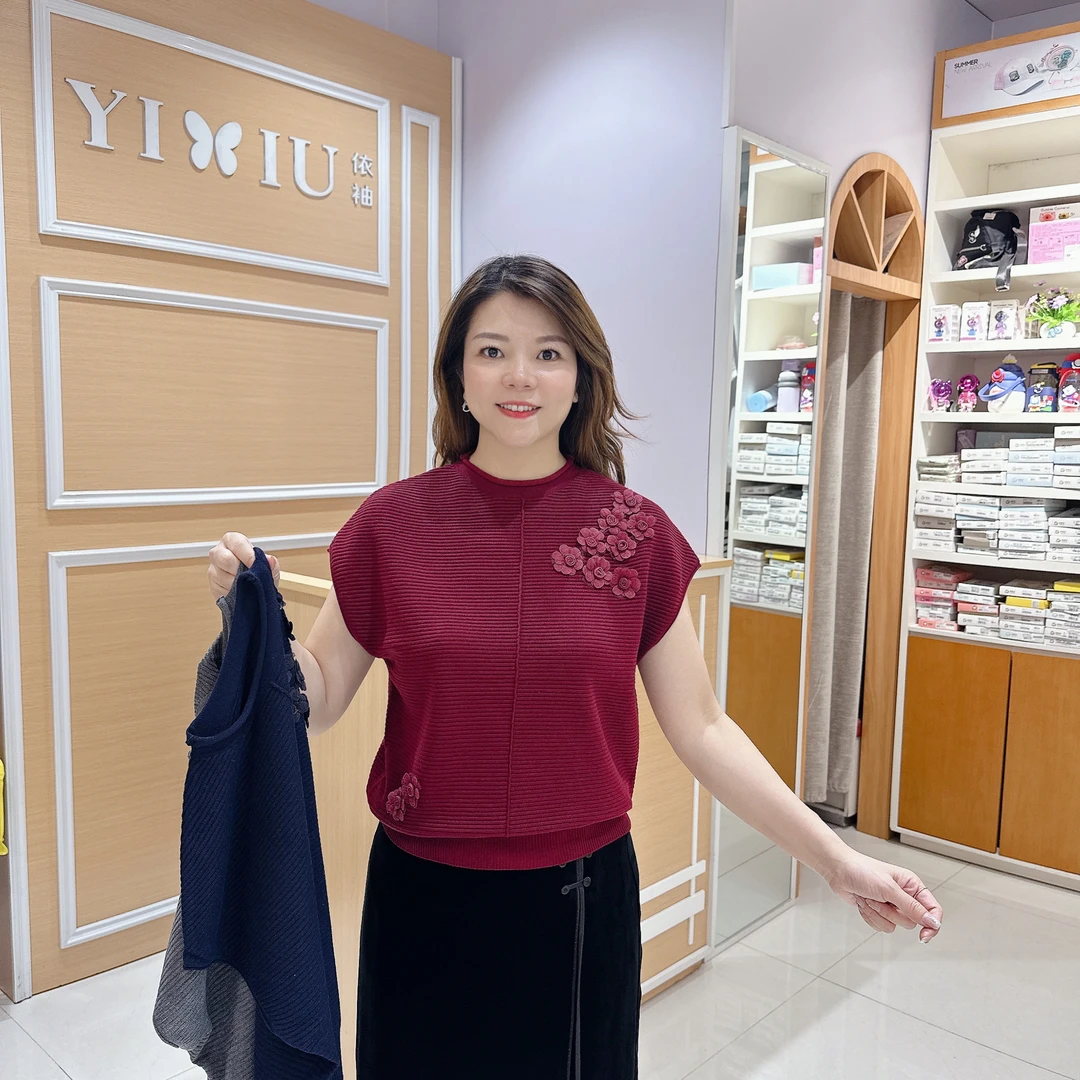 时尚百搭针织衫5t-6505秋季短袖气质/长57厘米