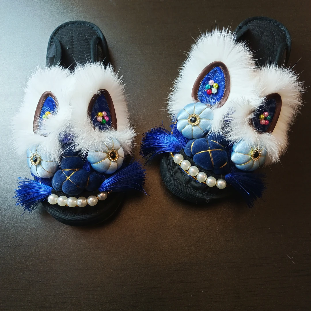 宠粉福利单拖上新·蓝白色毛毛虎头千层底拖鞋单鞋