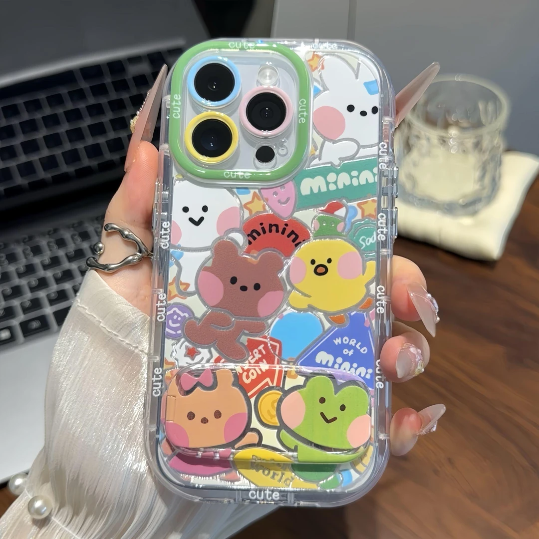 适用iPhone16/15promax卡通青蛙支架壳小米15/14新款华为pura80/7