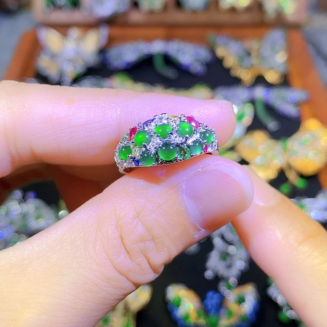 吊坠(不含链)银S925镶嵌翡翠