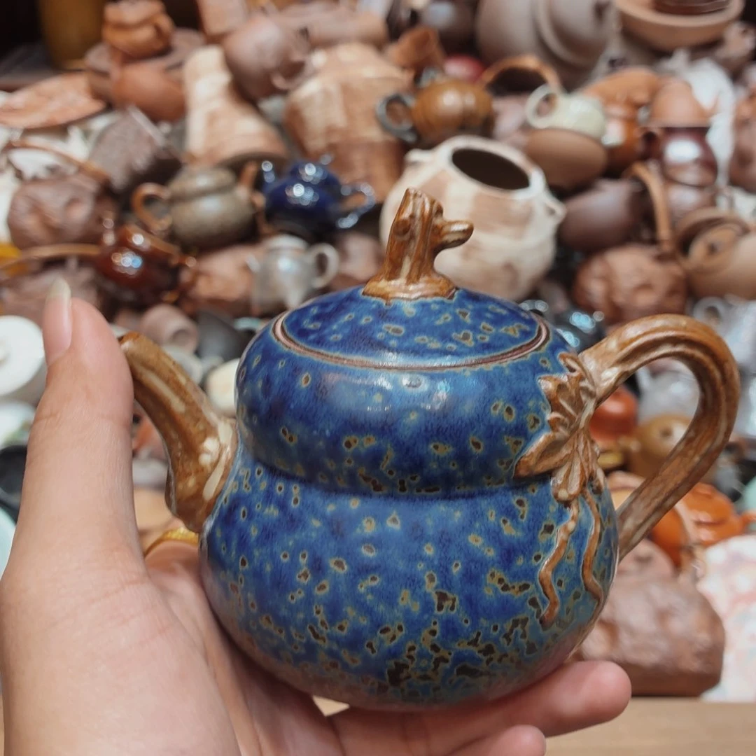 柴烧老岩泥手工茶壶器皿
