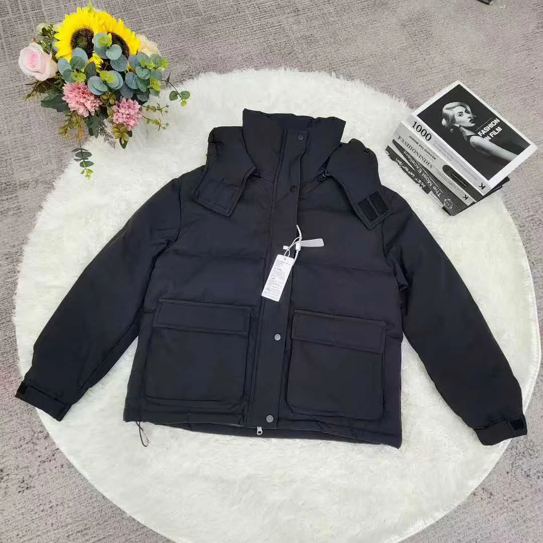 男女潮款时尚休闲保暖冬季防风舒适百搭潮流工装外套黑色厚外套