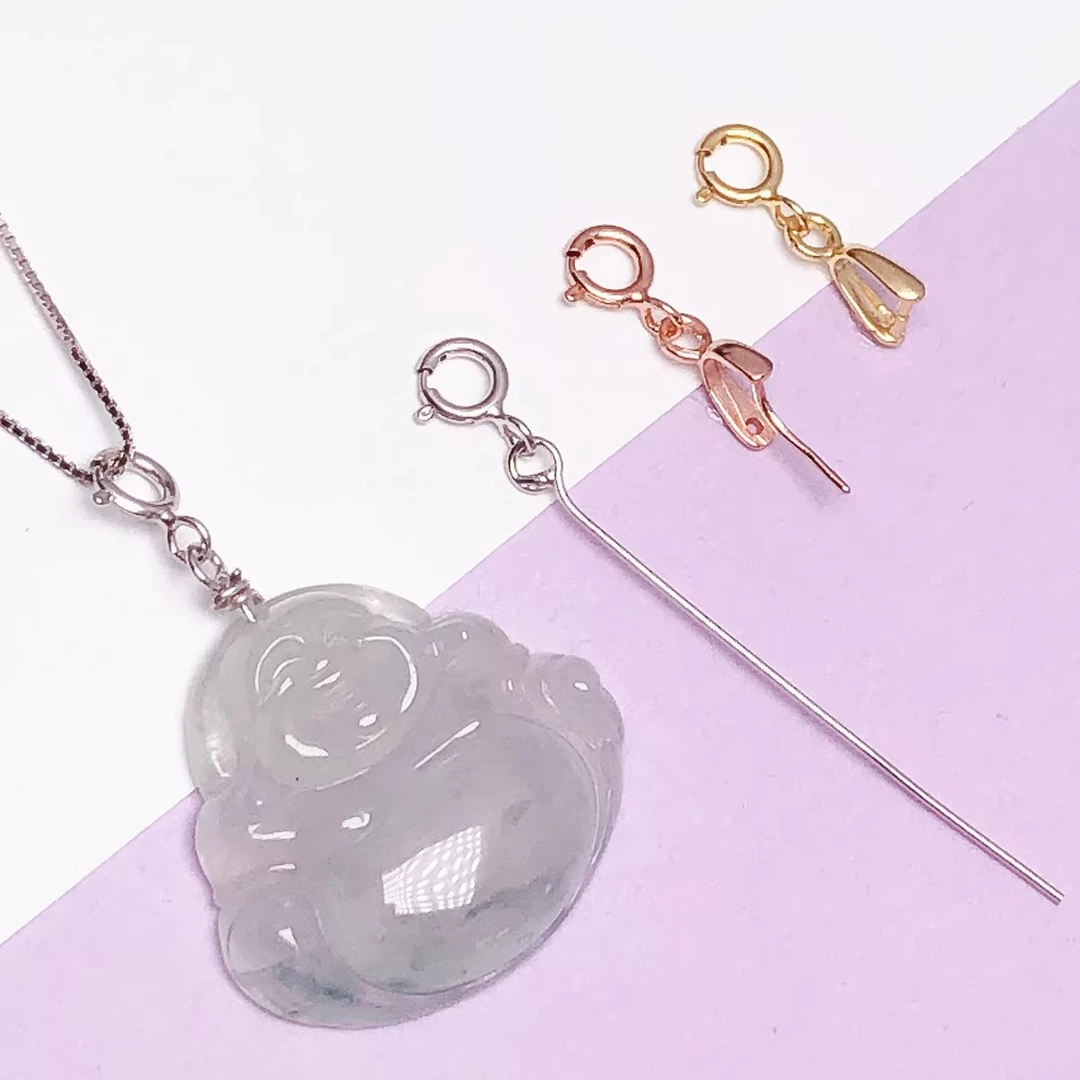 足银陶瓷银制品 纯银吊坠扣头弹簧扣夹扣玉扣佛吊坠扣头斜孔万能