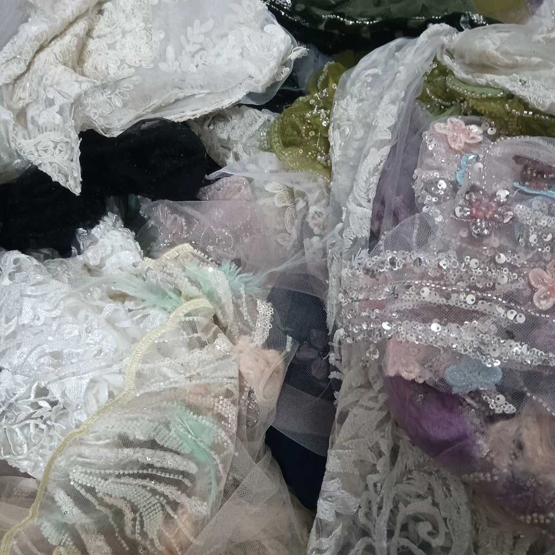 直播间专拍少女花边甜美百搭公主婚纱裙女士夏季毛绒布艺面料辅料