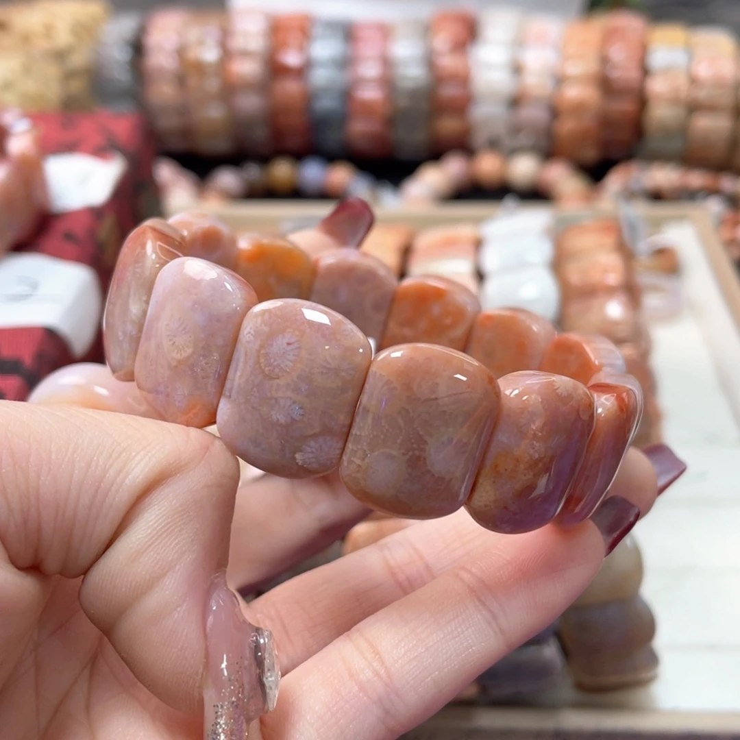 硅化珊瑚（珊瑚玉）手链未镶嵌一****喵257