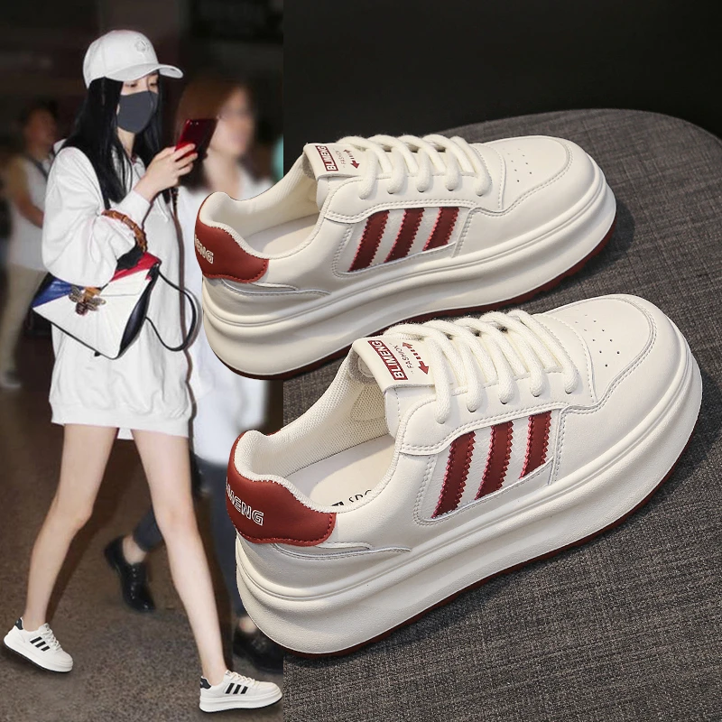 新款小白鞋百搭板鞋厚底ins松糕鞋子春秋运动鞋休闲学生女鞋