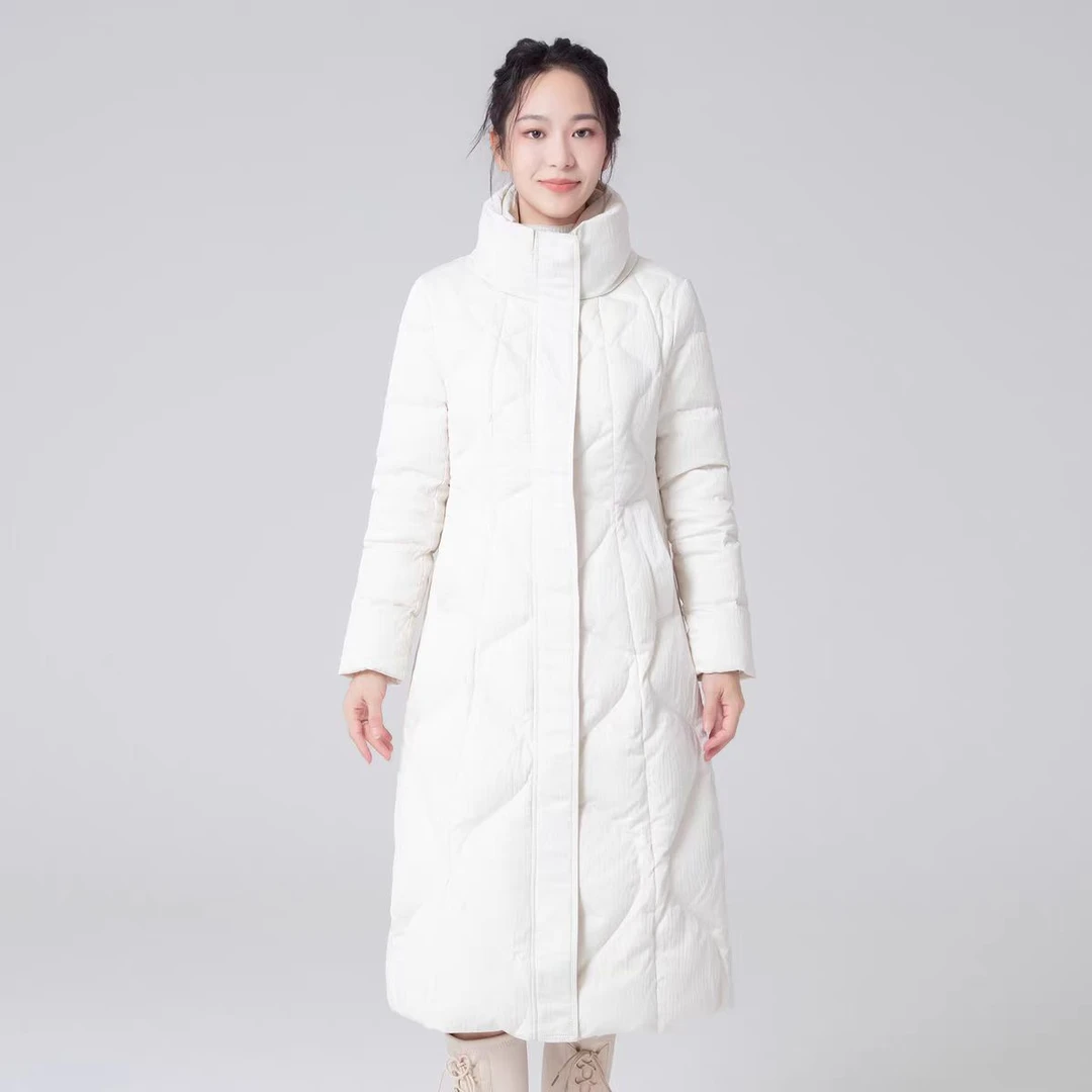 燕妮雅姿中长款羽绒服女冬装新款百搭休闲白鸭绒高端外套Y807