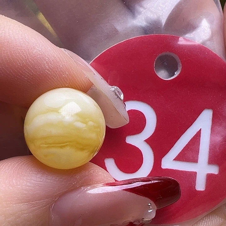 蜜蜡未镶嵌珠宝奇石12mm金瓷白虎皮圆珠