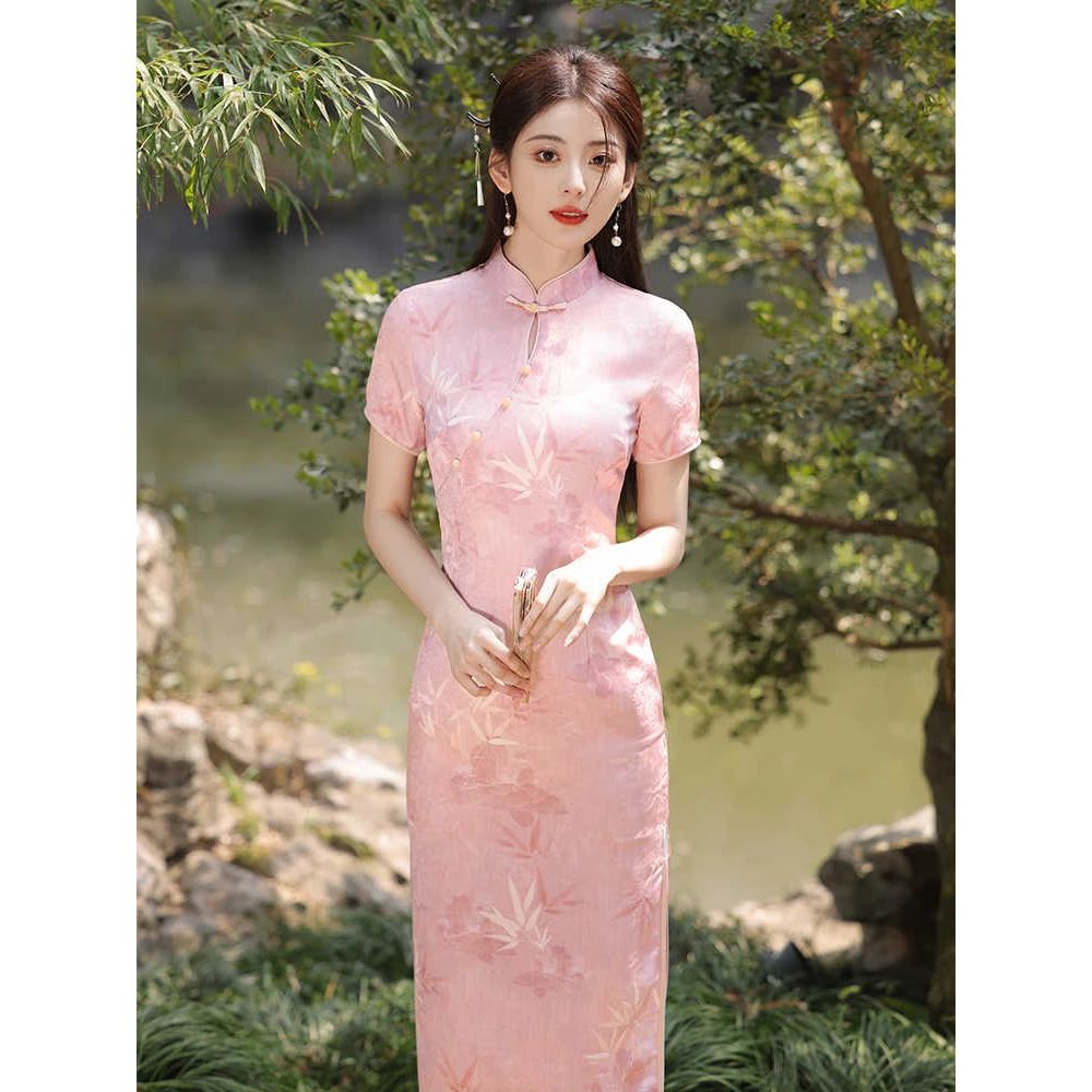 粉色旗袍2025新款改良版日常年轻款少女新中式连衣裙夏季民国风