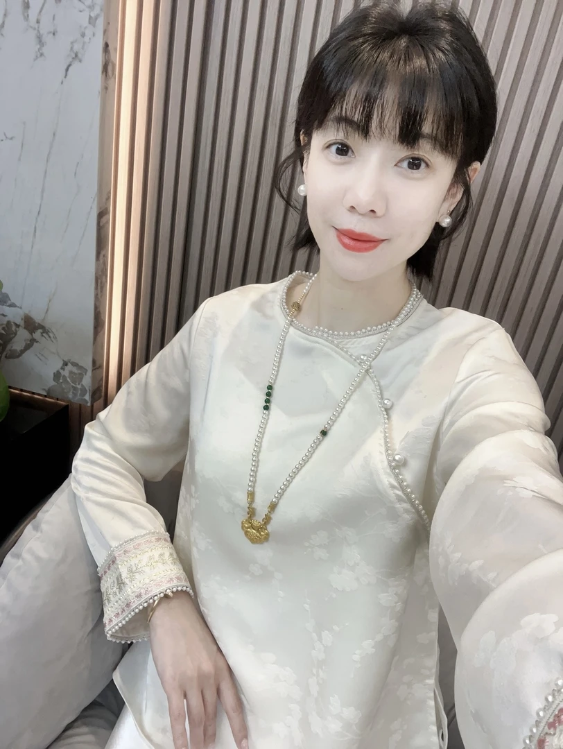 【昕甜】新中式国风大提花珍珠边时尚气质春款小衫上衣