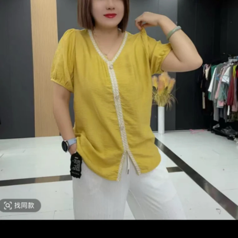 彤3003V领香风款洋气宽松半袖衫