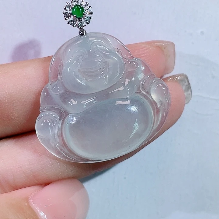 颈饰18K金镶嵌翡翠佛公