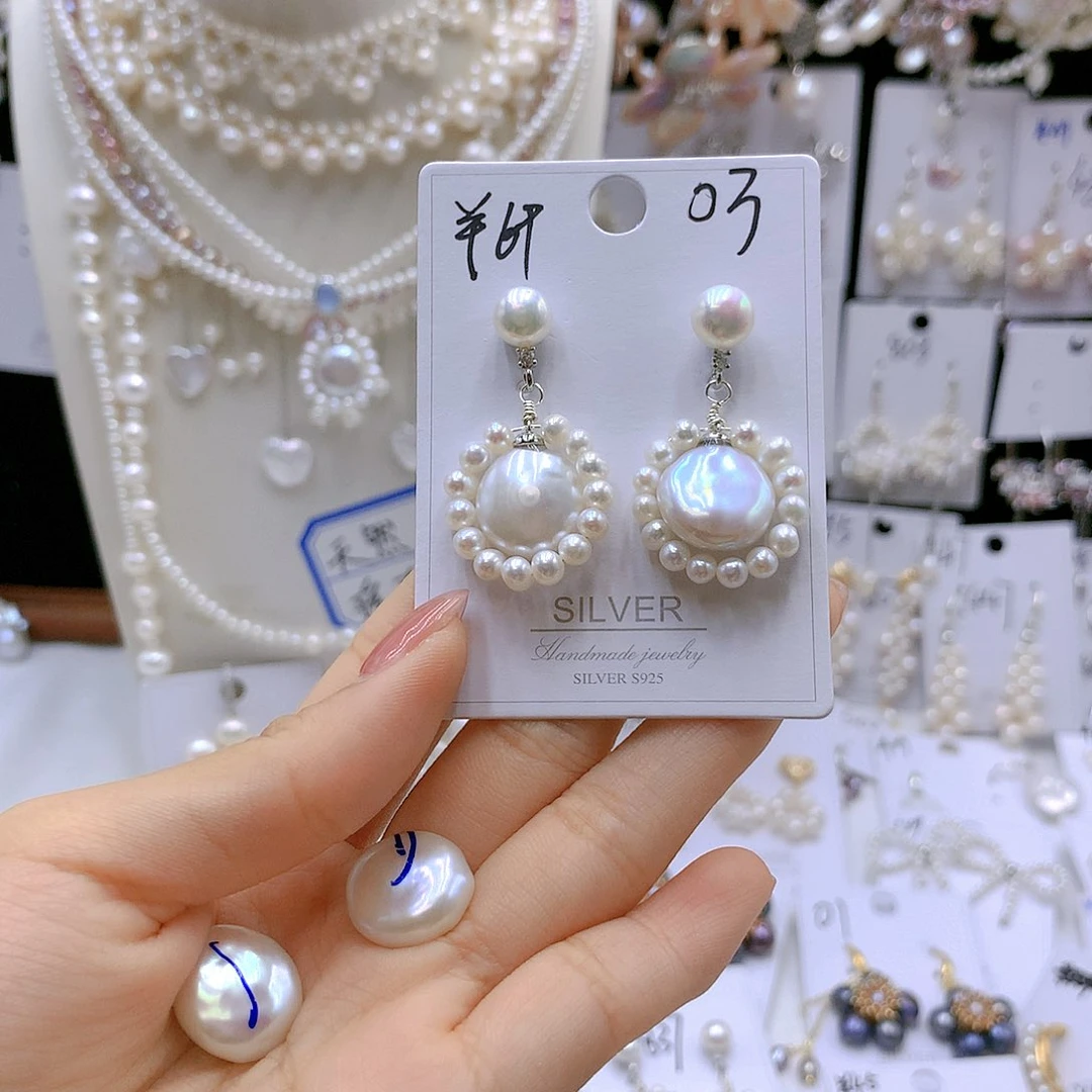银S925镶嵌耳饰淡水珍珠吃****?