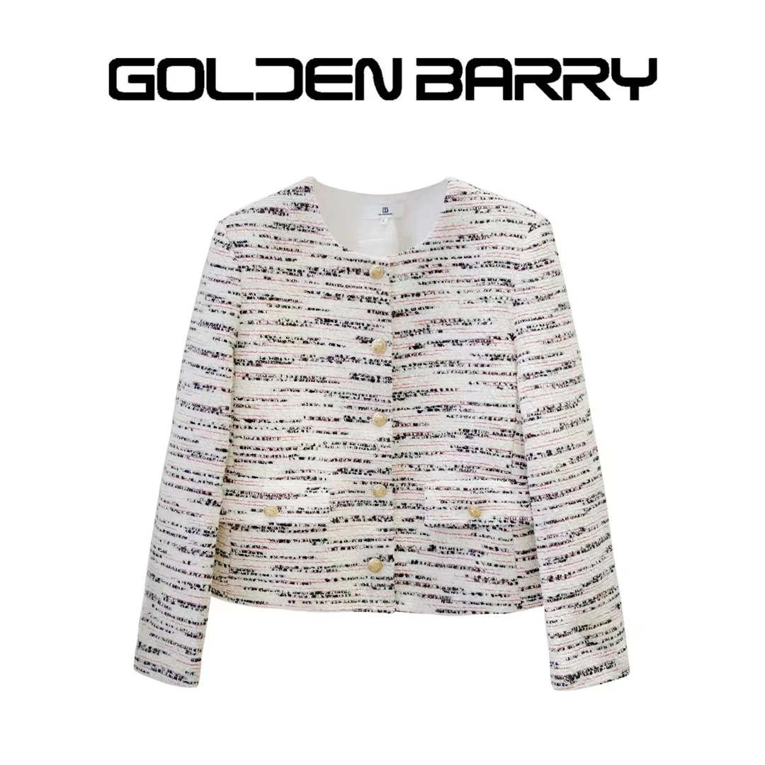 GOLDENBARRY【福 利】143021短款简约温柔粗花呢外套/微瑕