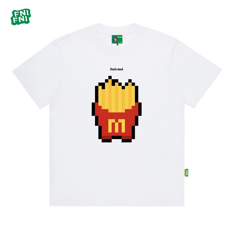FNI绿标系列（积木薯条）圆领纯棉男女同款t恤美式短袖夏新款发泡