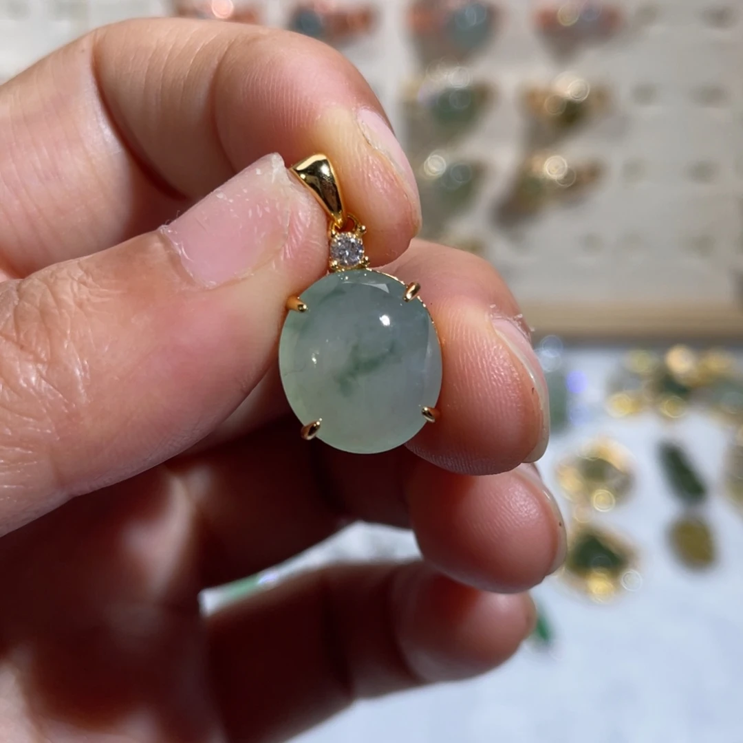 翡翠银S925镶嵌吊坠(不含链)