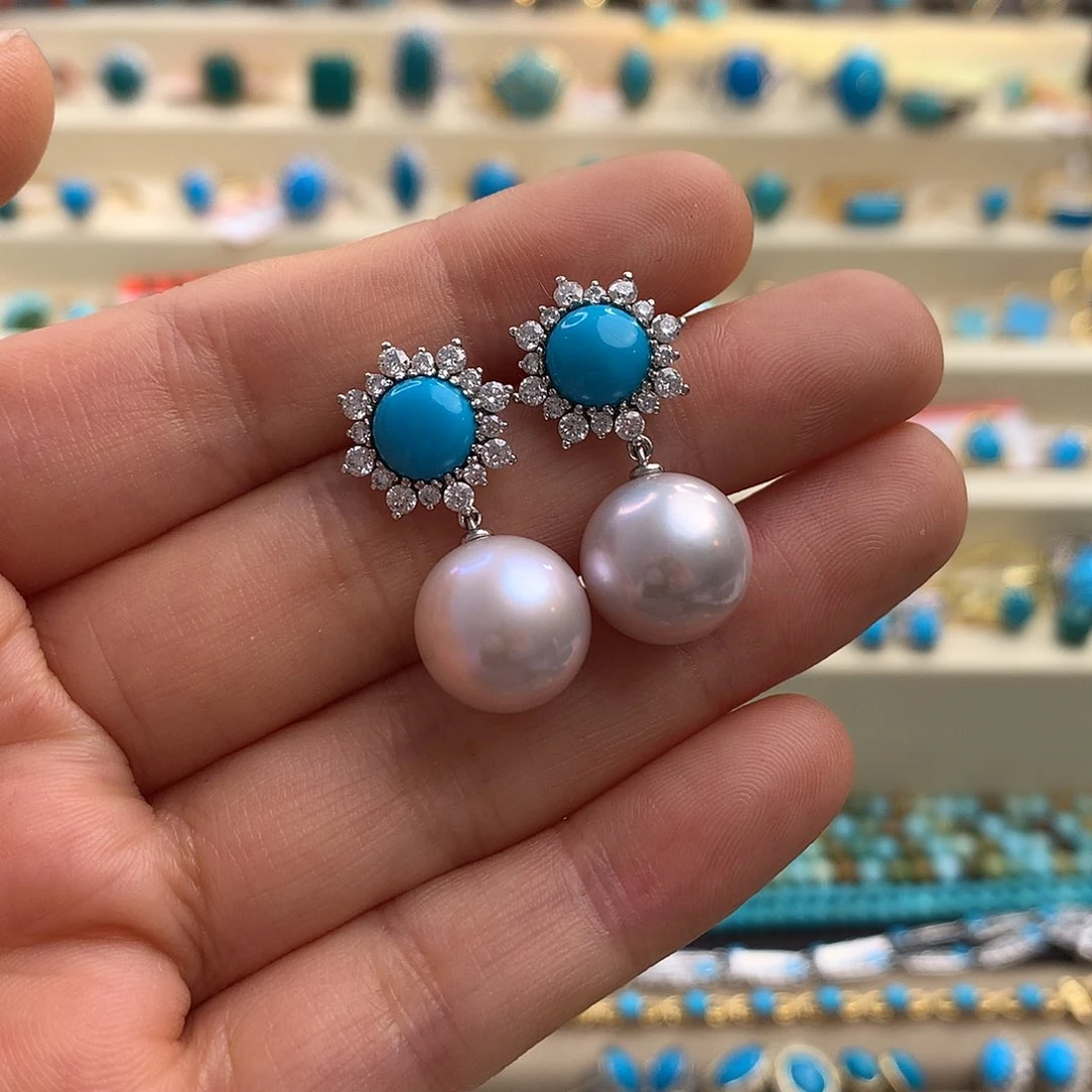 未镶嵌绿松石耳钉