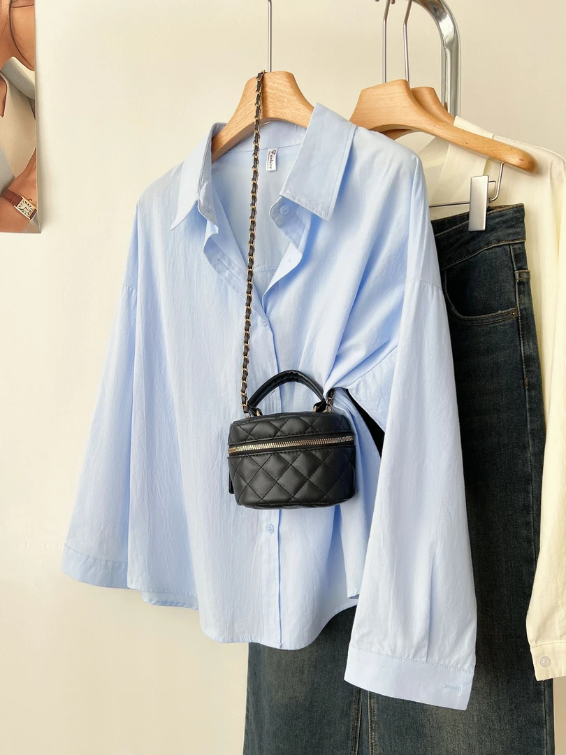 2025百搭全棉衬衫韩版休闲时尚宽松外搭新款春季简约季女装长袖女