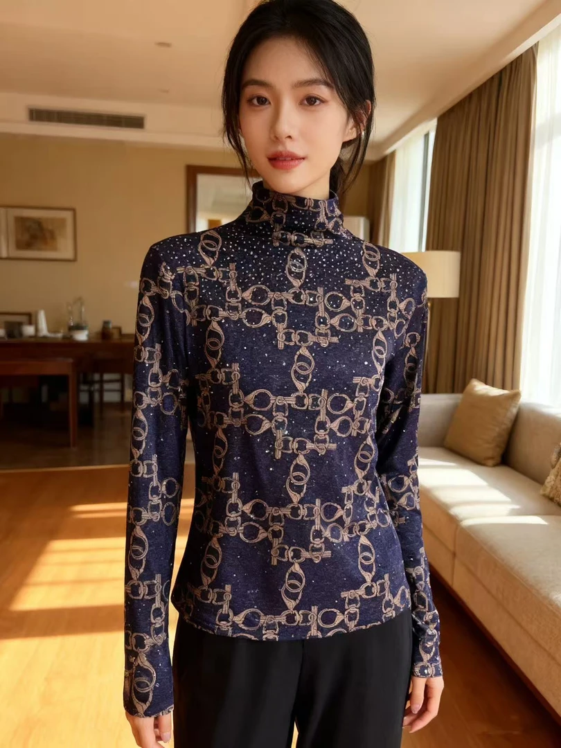 【羊绒蚕丝】时尚百搭打底衫气质宽松减龄长袖女士休闲小衫M889