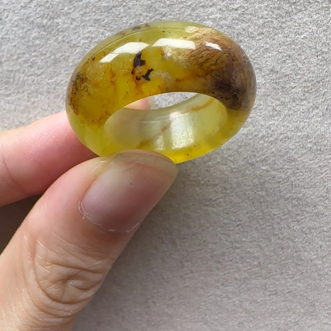 蛇纹石玉合金戒指17码