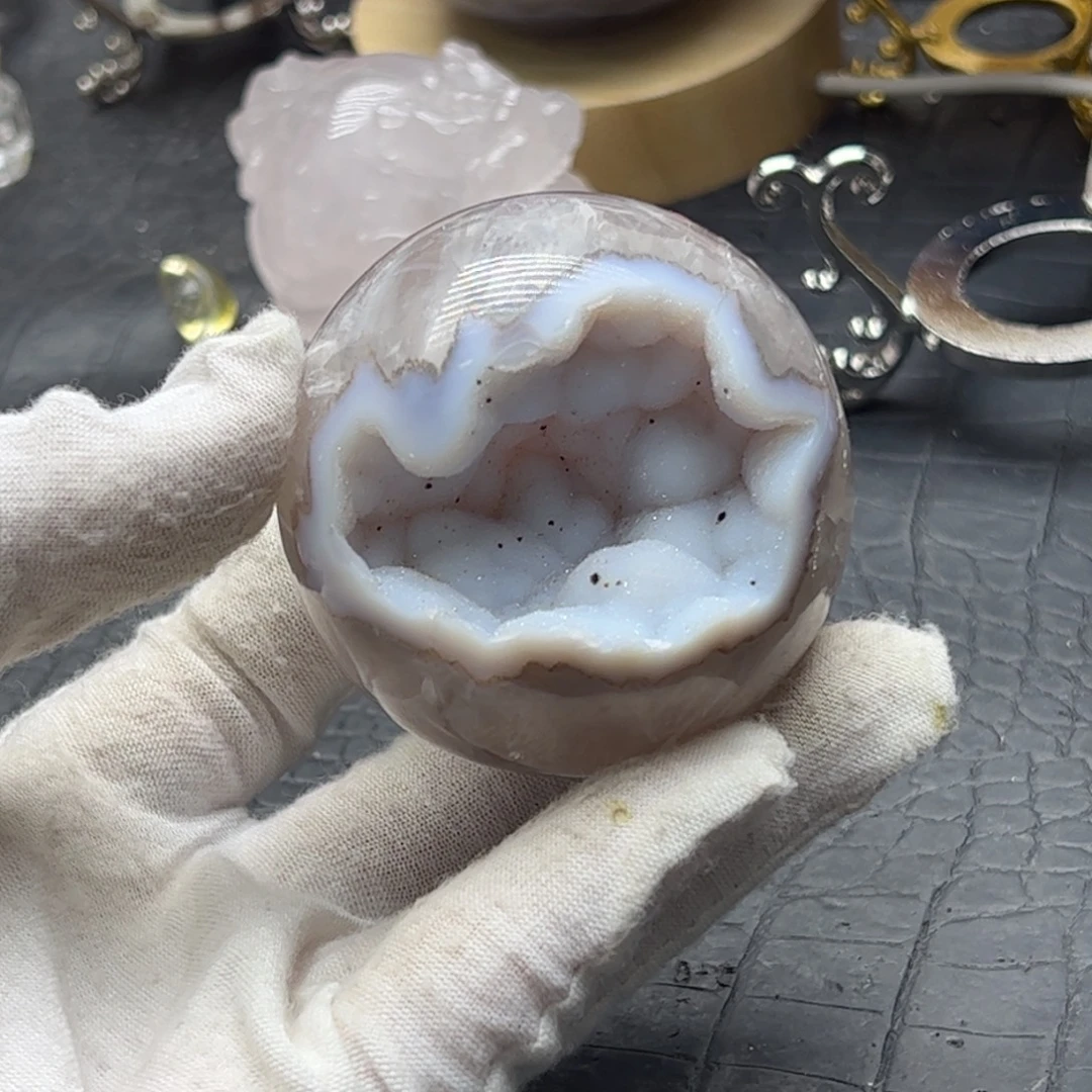 水晶未镶嵌珠宝半成品全水晶蓝软啵啵开口笑1